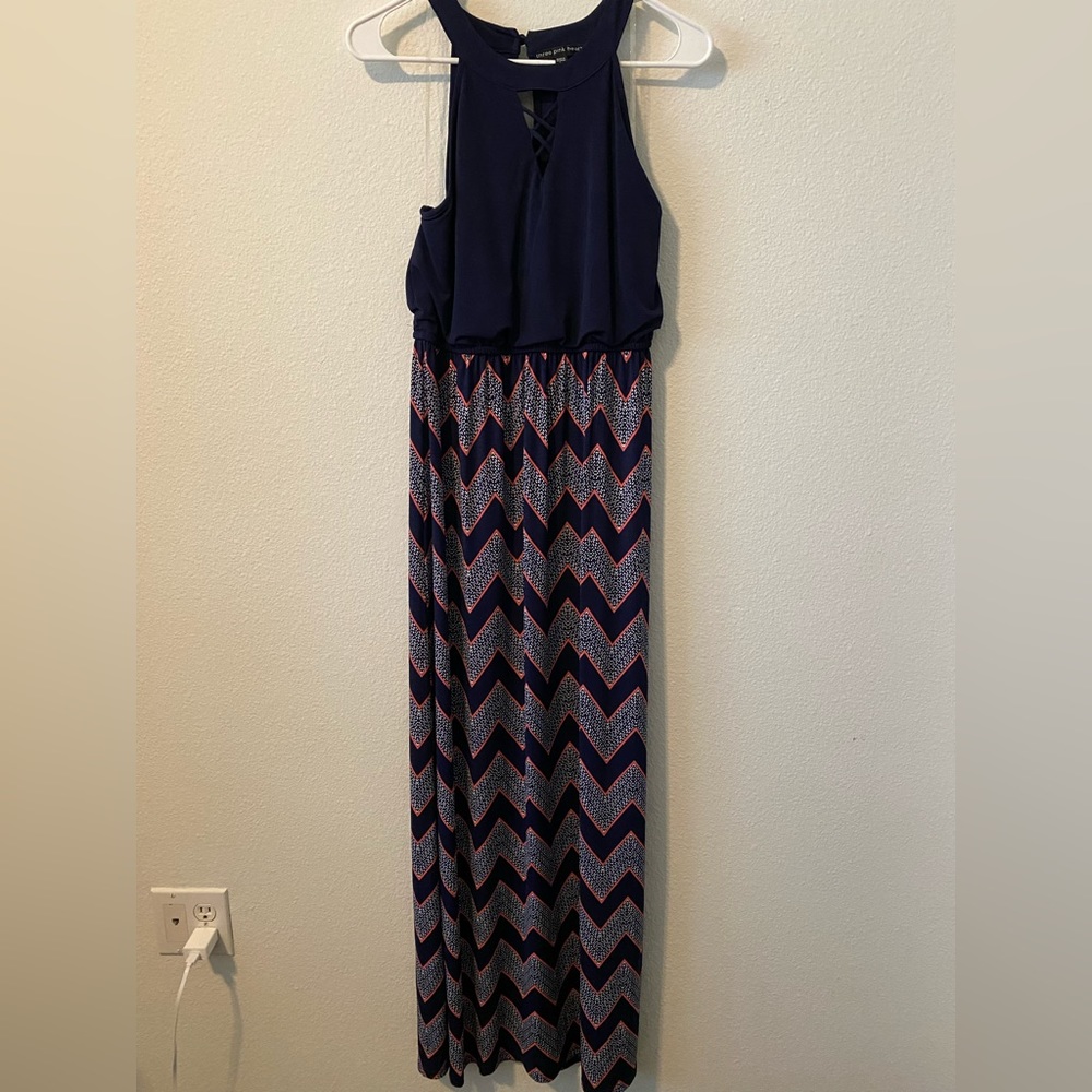 Blue and pink maxi dress